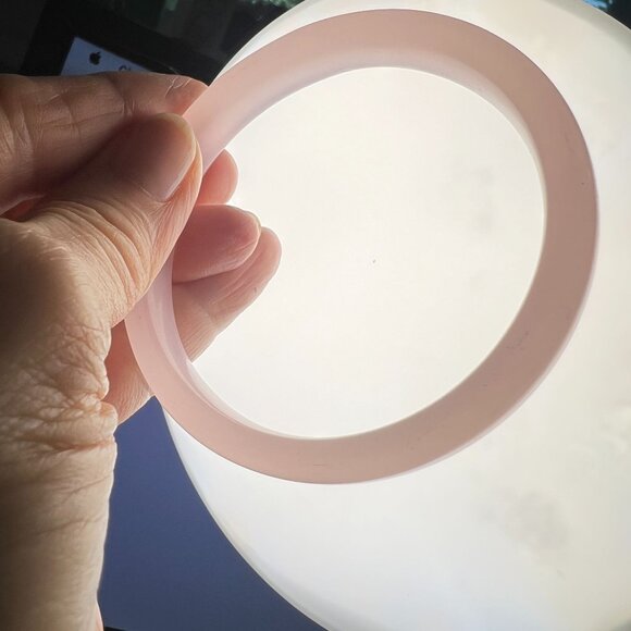 Soft Pink Translucent Rose Quartz Bangle Bracelet Even Color Smooth & Uniform - Picture 7 of 8